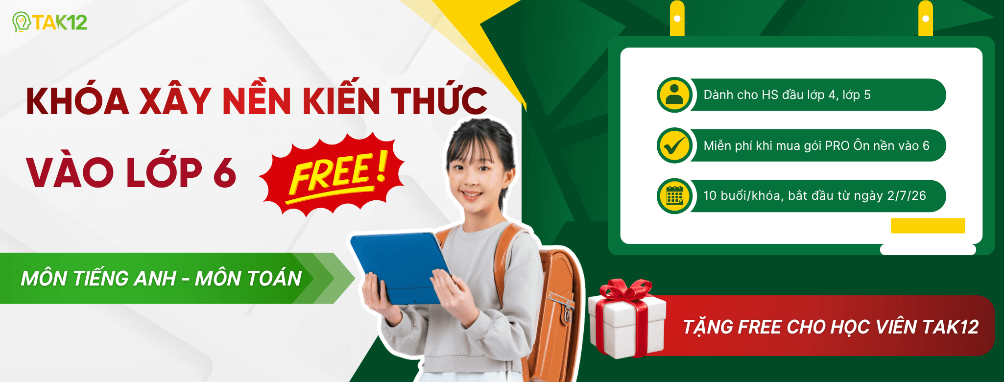khóa ôn nền vào 6 hè 2026